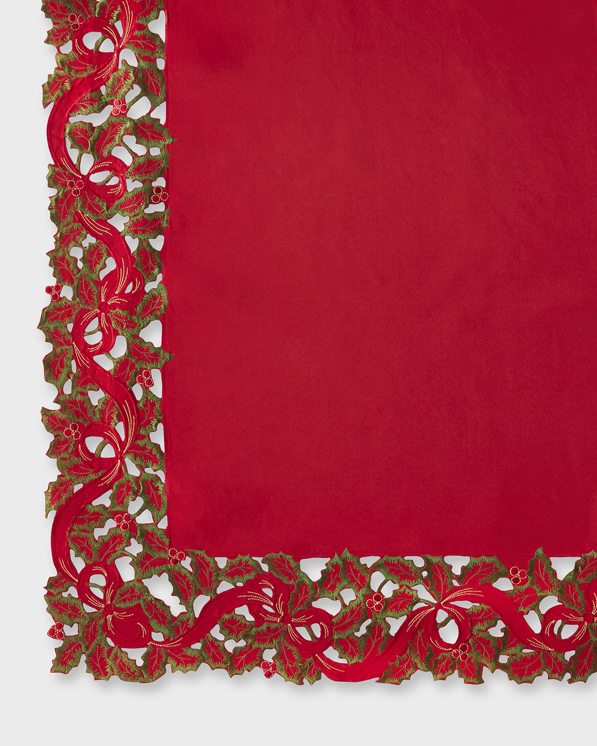 Image Holly Ribbon 13-Piece Tablecloth & Napkin Set, 28" x 49"