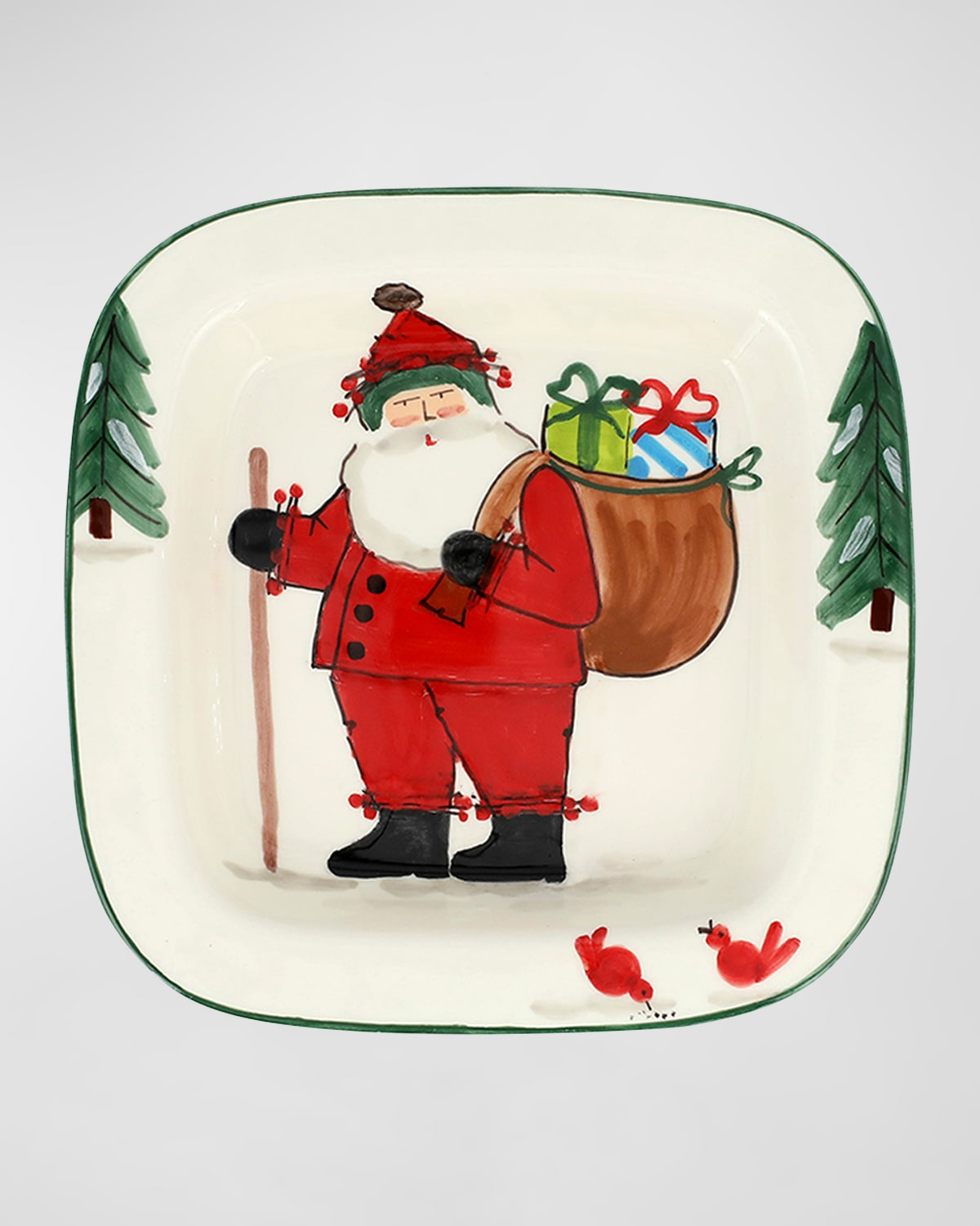 Image Vietri Old St. Nick Rimmed Square Plate with Gifts