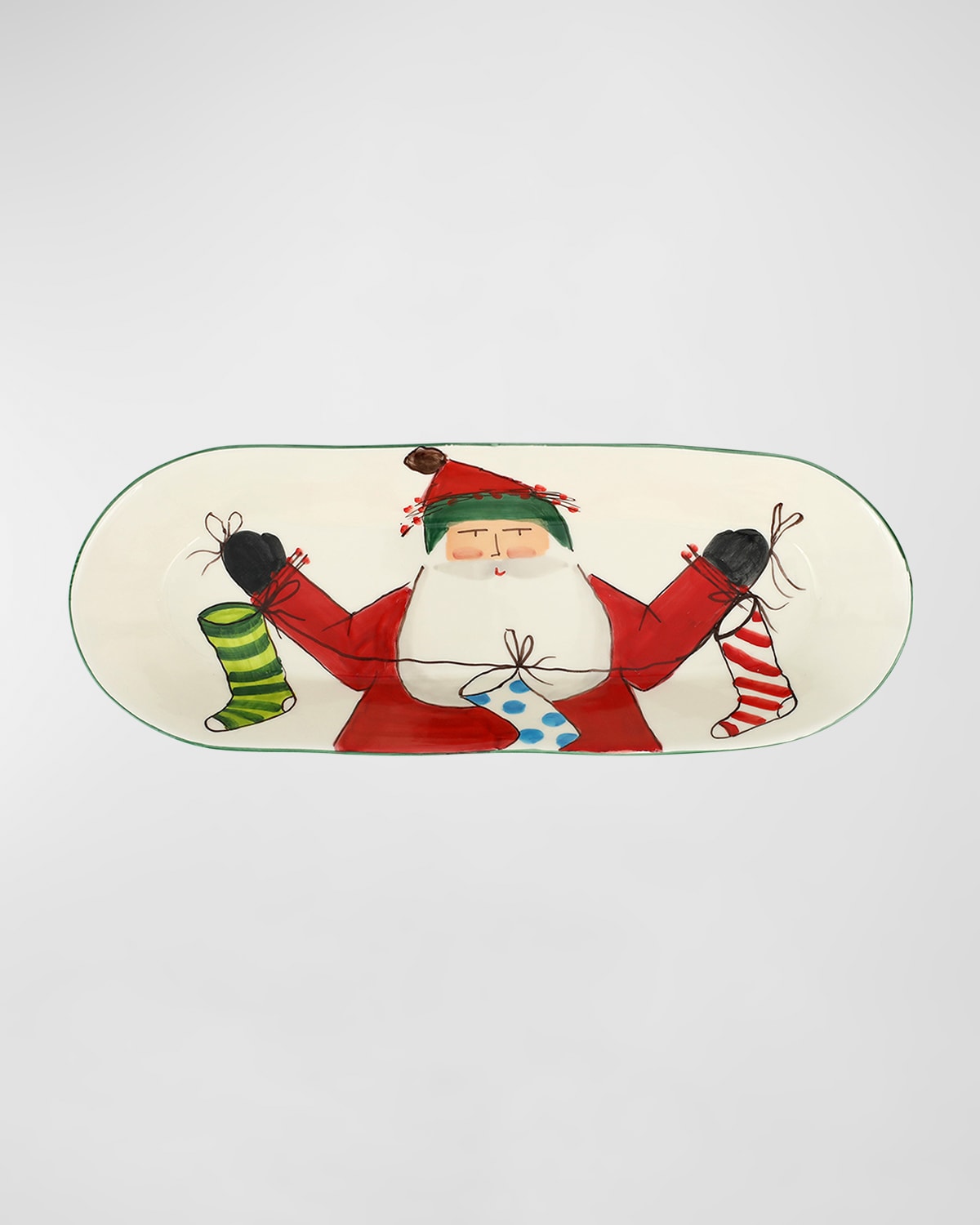 Image Vietri Old St. Nick Bread Server with Stockings