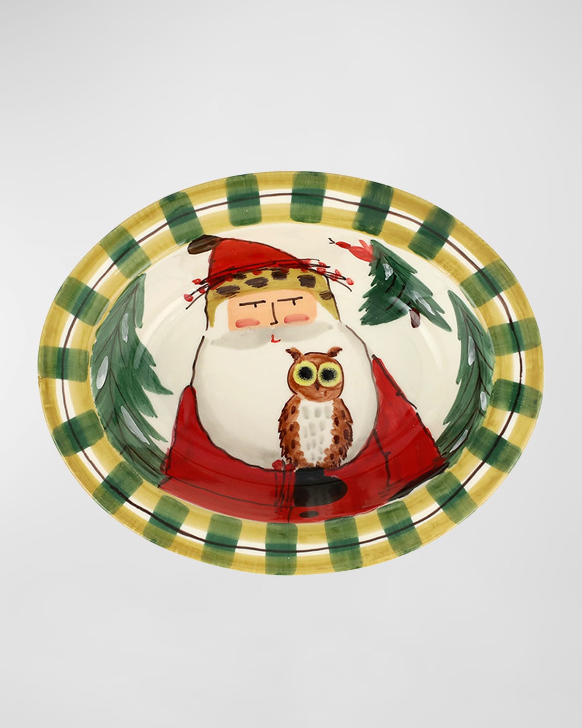 Image Vietri Old St. Nick Rimmed Oval Christmas Bowl 