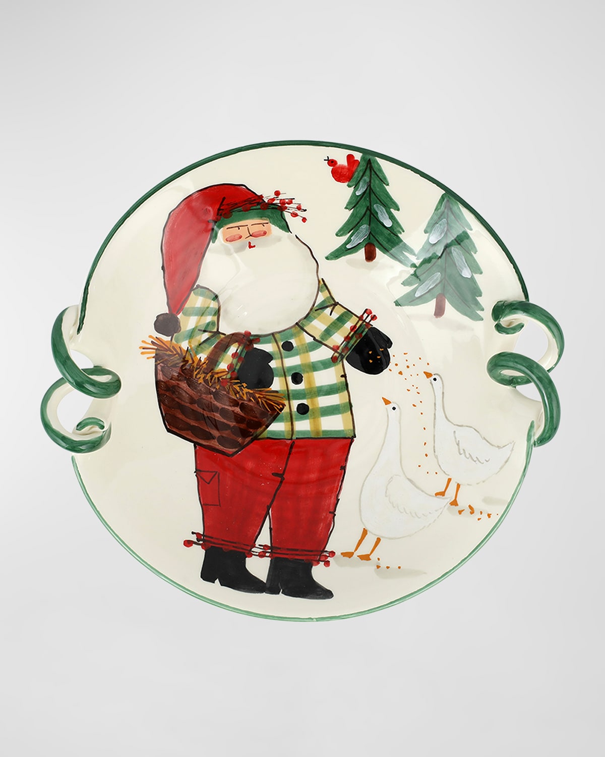 Image Vietri Old St. Nick Handled Scallop Bowl with Geese