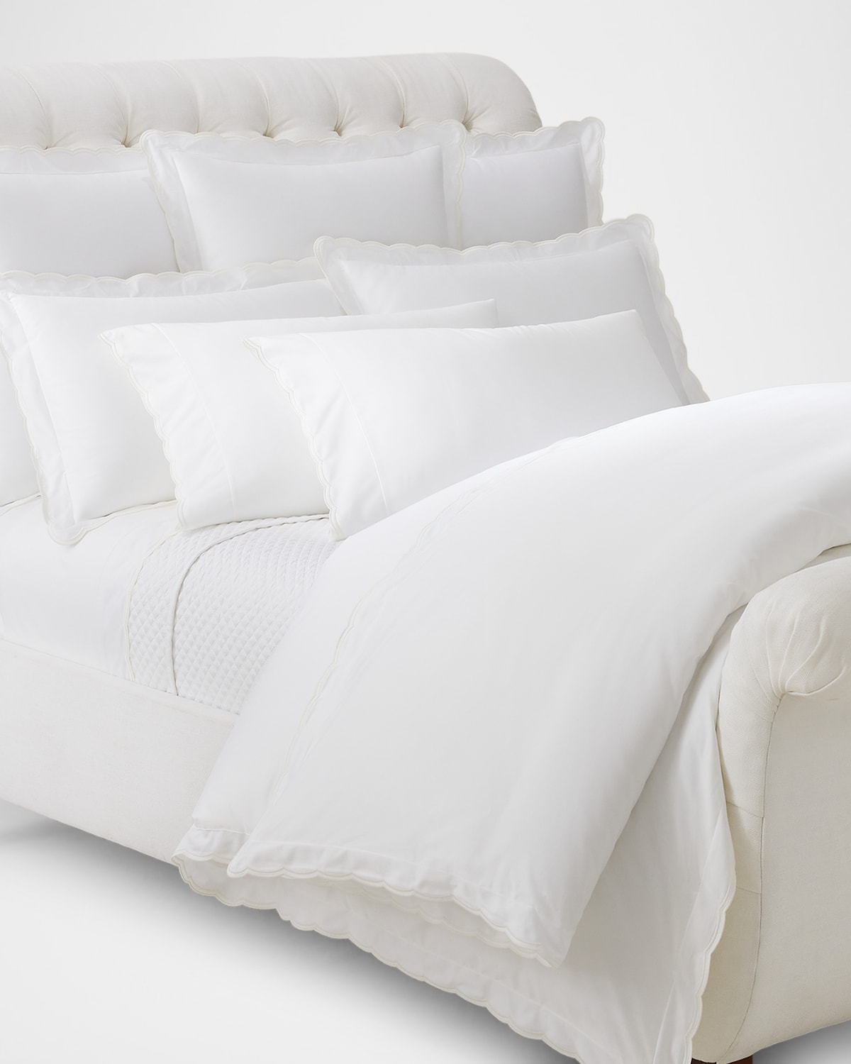 Image Ralph Lauren Home Malin Scalloped Organic Cotton Duvet Cover , FULL-QUEEN