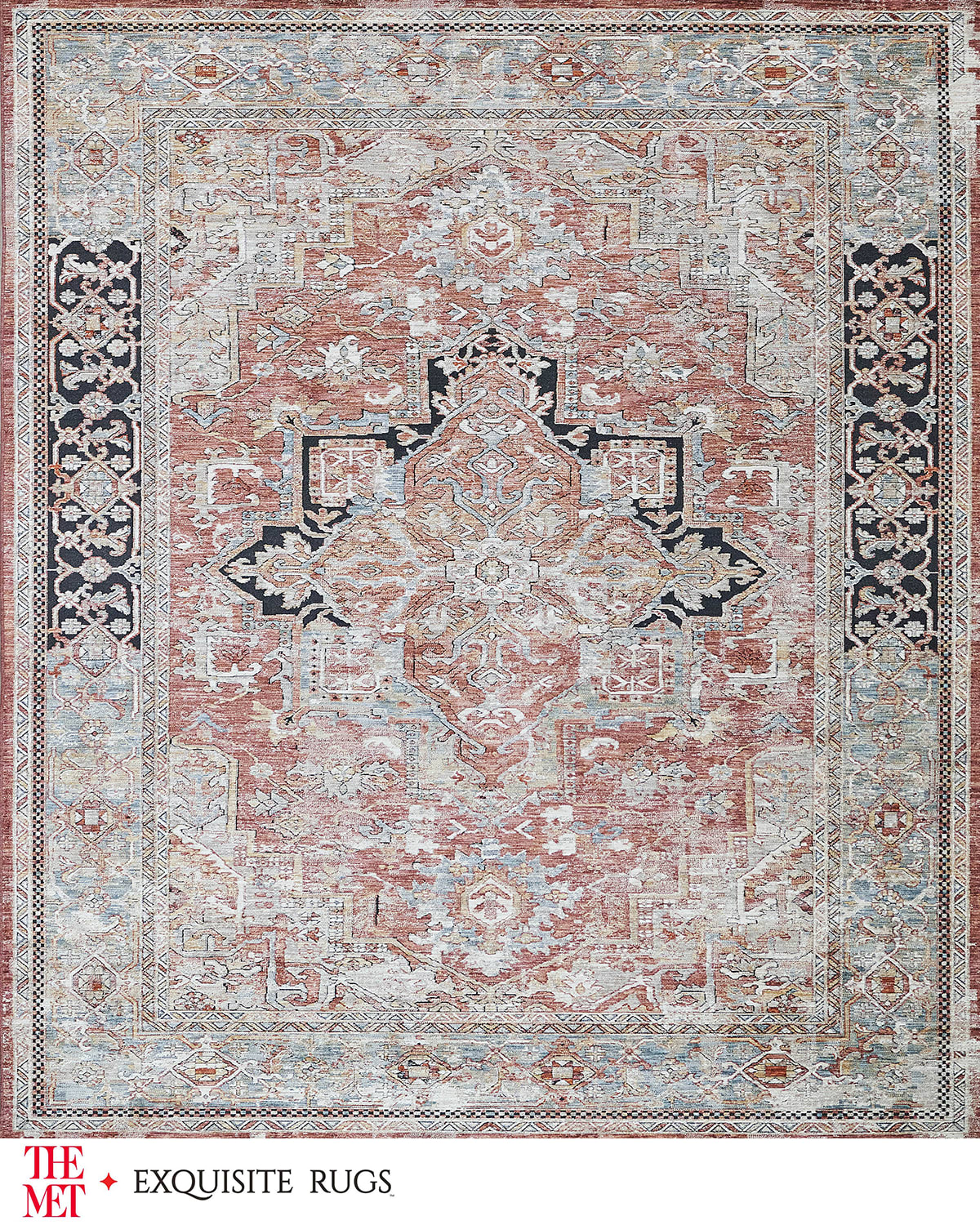 Image Exquisite Rugs x THE MET Antique Loom Rust & Black Rug, 9' x 12'