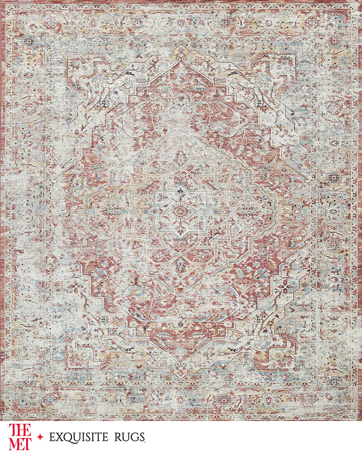 Image Exquisite Rugs x THE MET Antique Loom Beige & Rust Rug, 8' x 10'