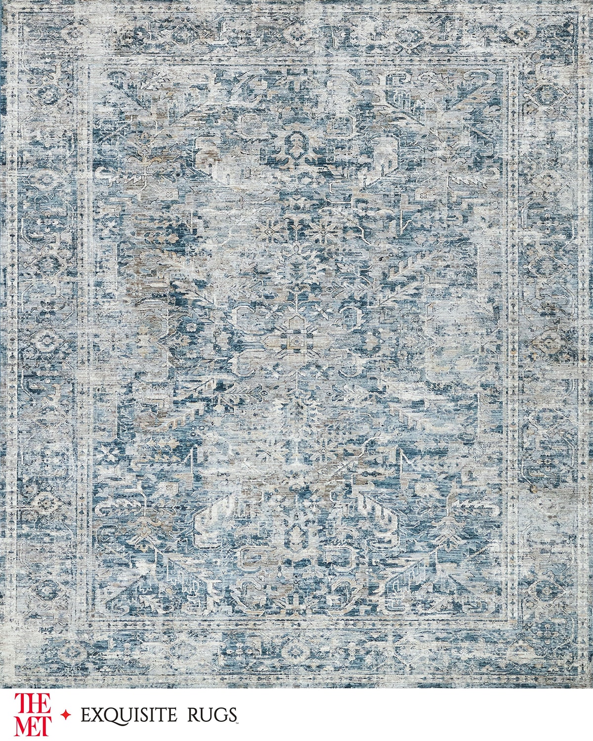 Image Exquisite Rugs x THE MET Antique Loom Blue Rug, 3' x 12'