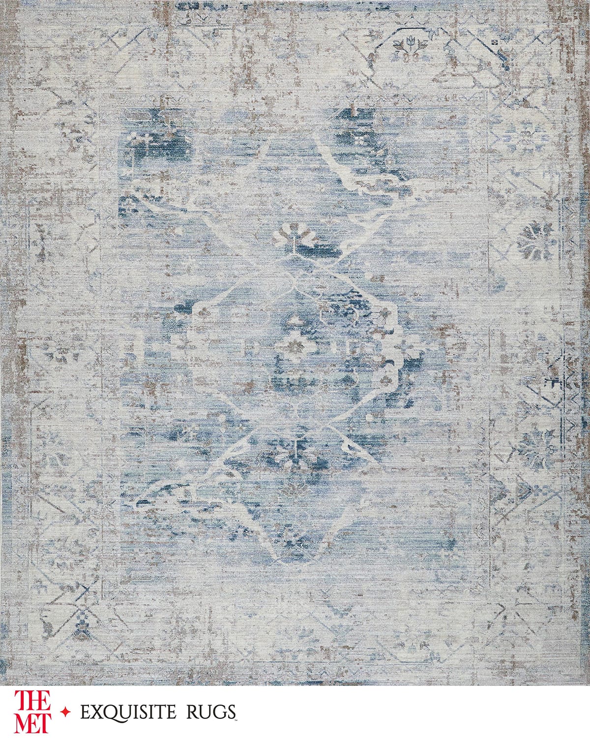 Image Exquisite Rugs x THE MET Vintage Loom Light Blue & Beige Rug, 8' x 10'