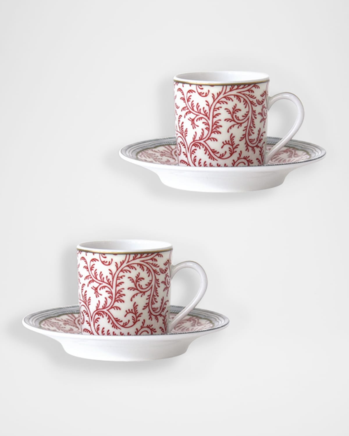 Image Bernardaud x Pierre Frey Braquenie 3 oz. Moka Cups & Saucers, Set of 2