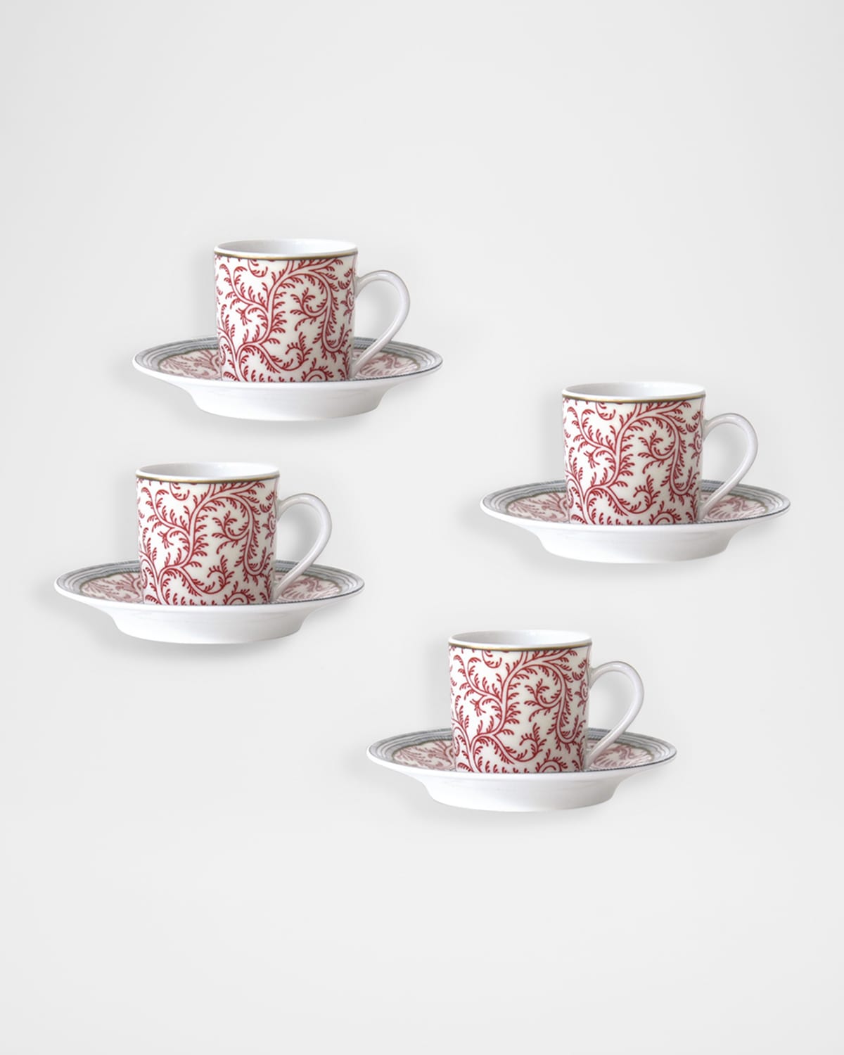 Image Bernardaud x Pierre Frey Braquenie 3 oz. Moka Cups & Saucers, Set of 4