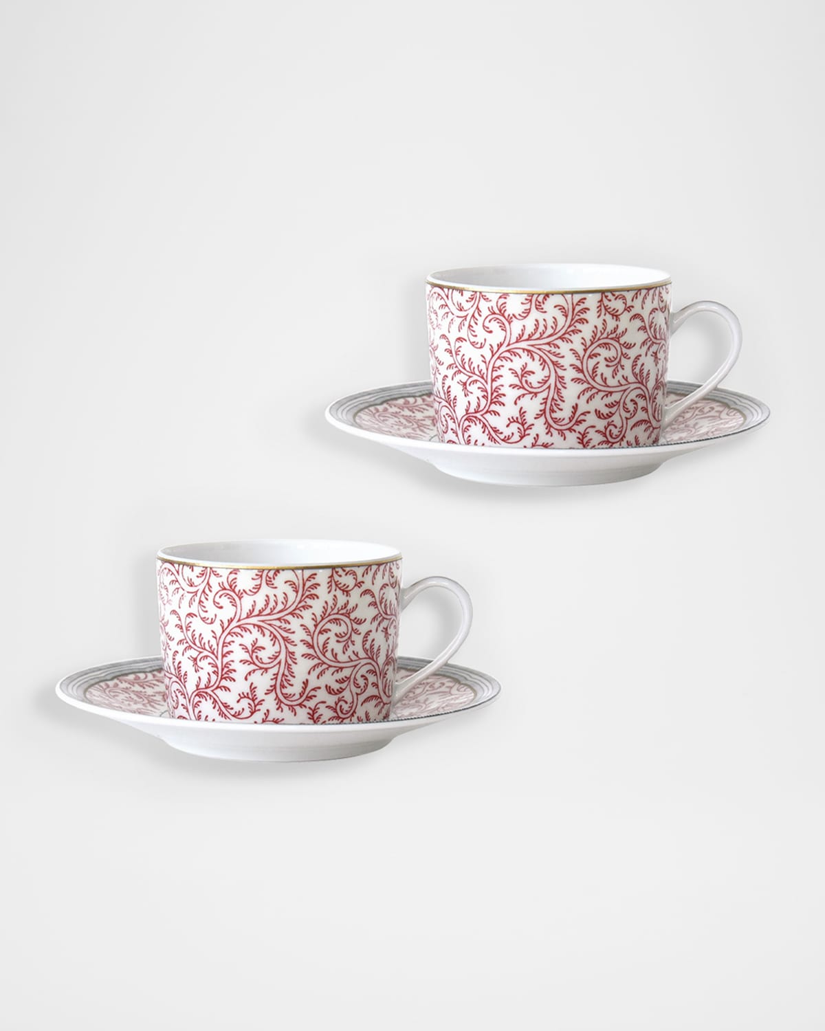 Image Bernardaud x Pierre Frey Braquenie 5 oz. Tea Cups & Saucers, Set of 2