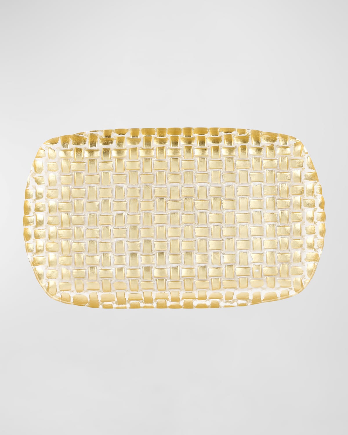 Image Vietri Rufolo Glass Metallic Basketweave Rectangular Tray