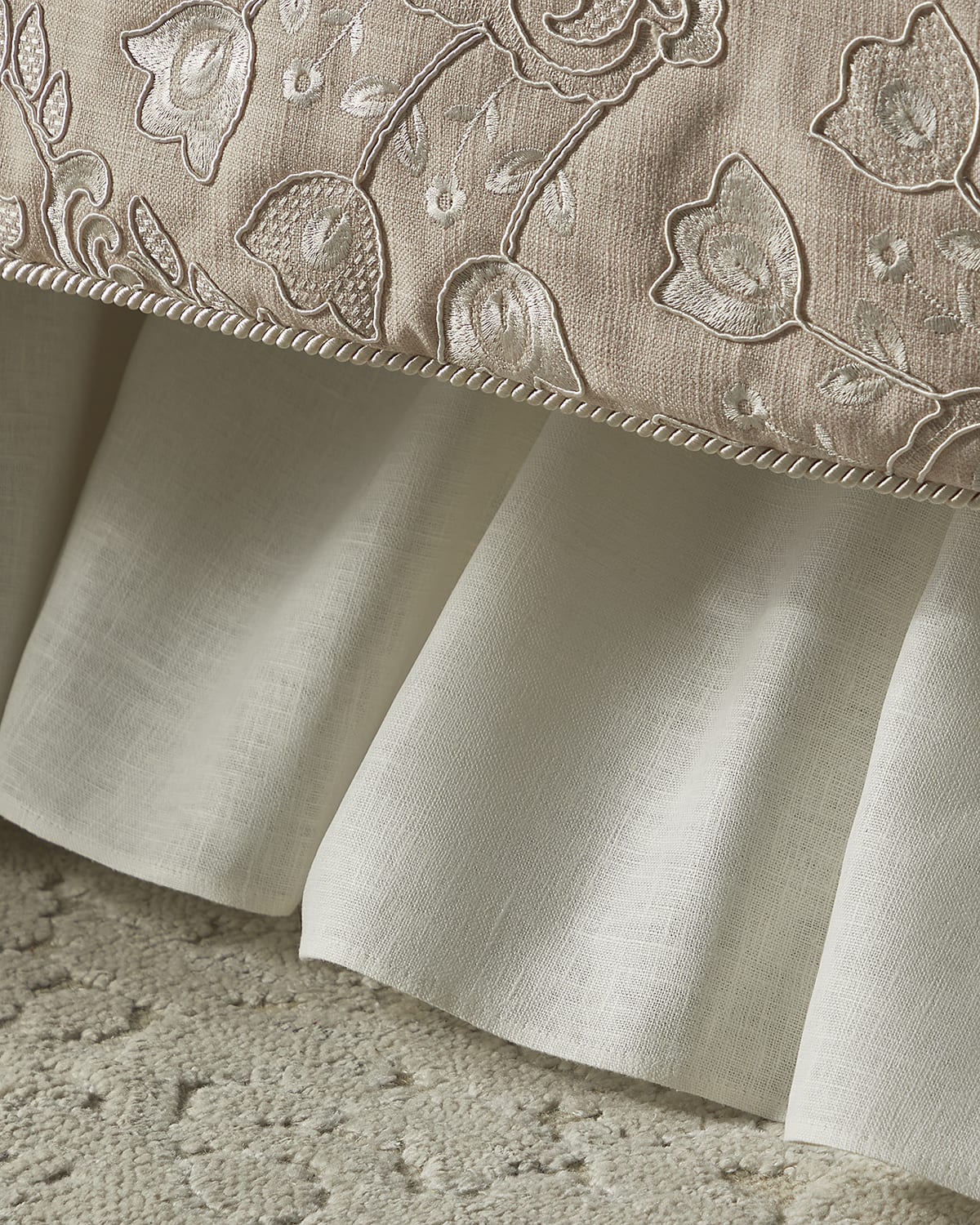 Image Austin Horn Collection Tulip Embroidered Ruffle Dust Skirt, King