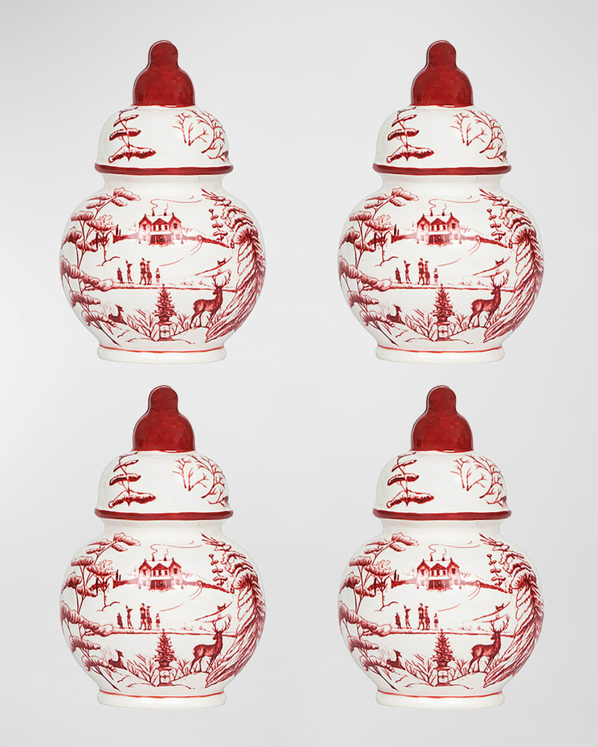 Image Juliska Country Estate Winter Frolic Ruby Ginger Jar Place Card Holder, Set of 4