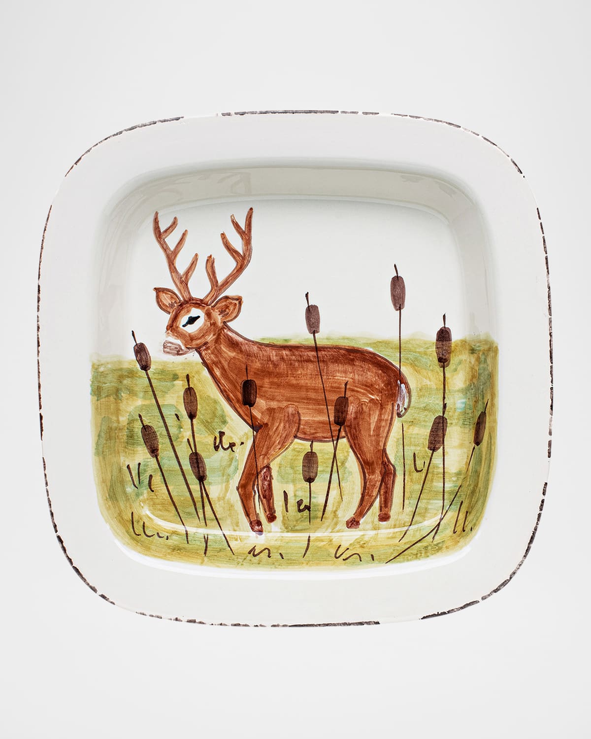 Image Vietri Wildlife Deer Rimmed Square Platter