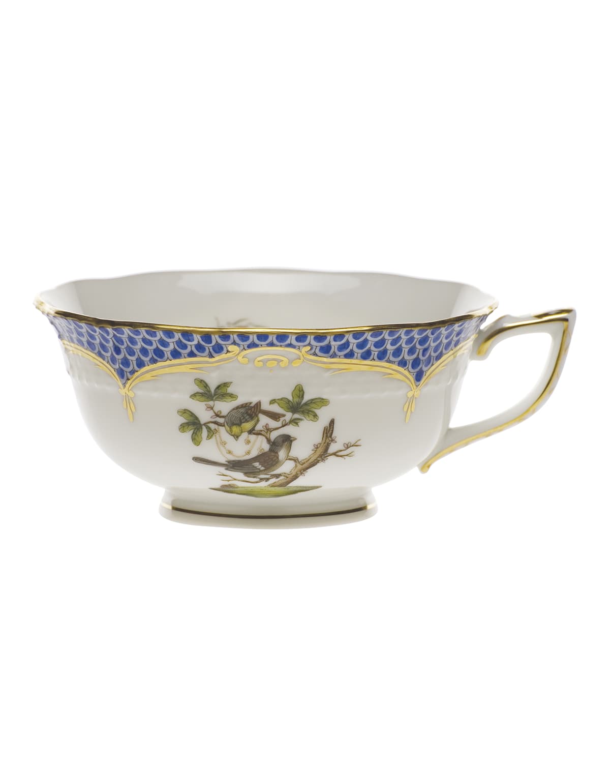 Image Herend Rothschild Bird Borders Blue Teacup #1