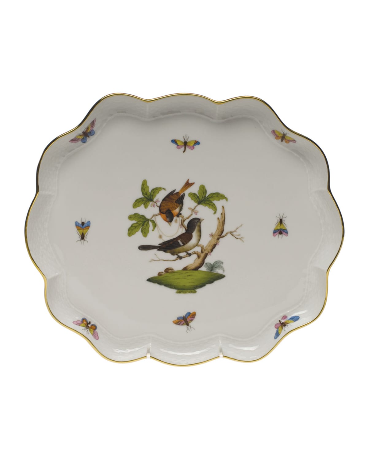 Image Herend Rothschild Bird Scalloped Tray