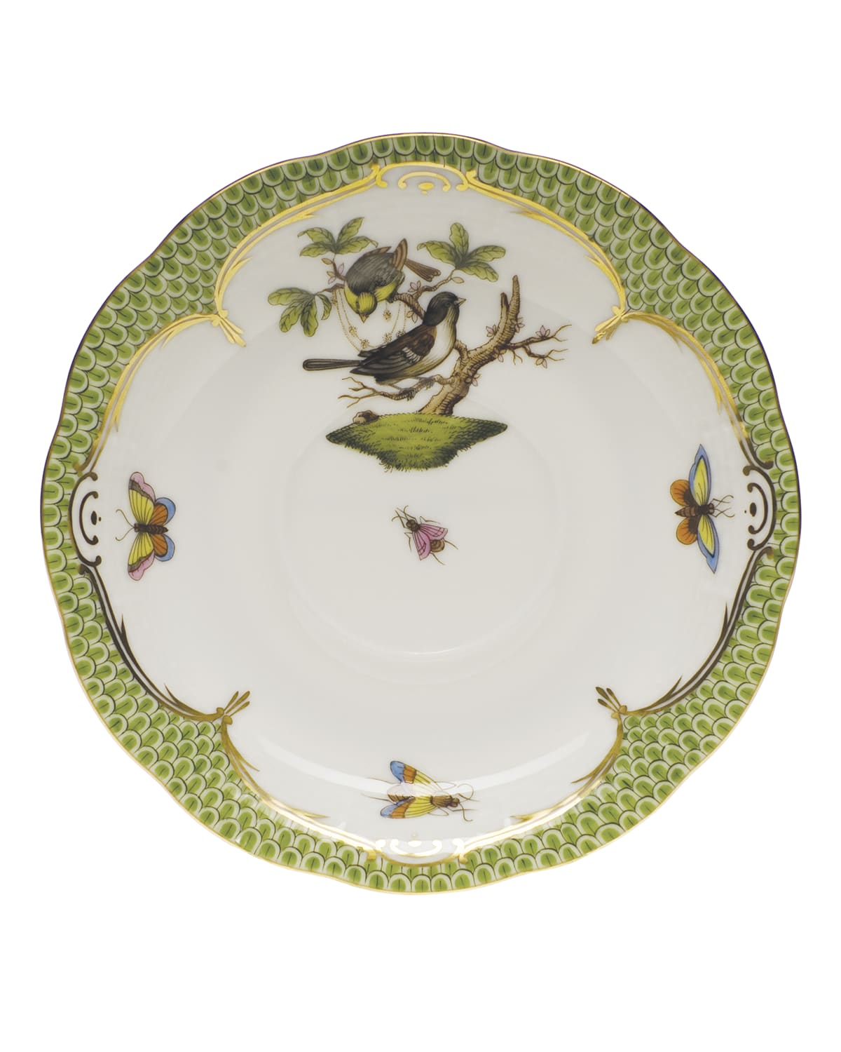 Image Herend Rothschild Bird Borders Green Tea Saucer #1