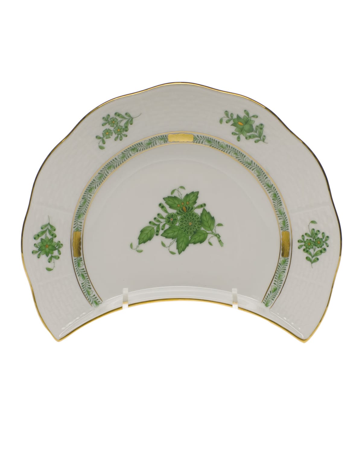 Image Herend Chinese Bouquet Green Crescent Salad Plate