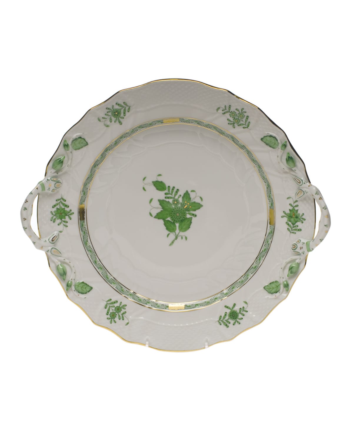 Image Herend Chinese Bouquet Green Chop Plate with Handles