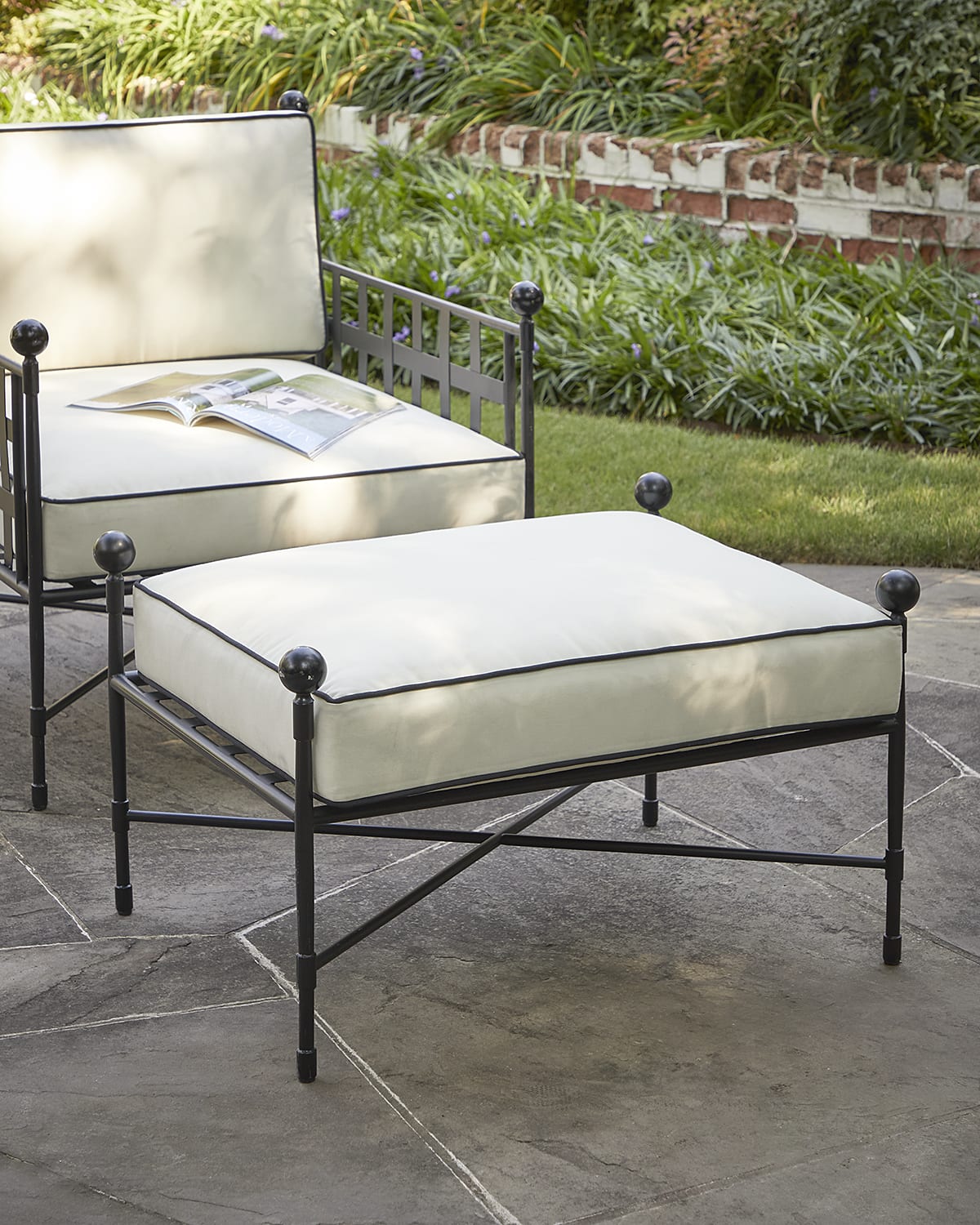 Image Neiman Marcus Avery Neoclassical Outdoor Ottoman