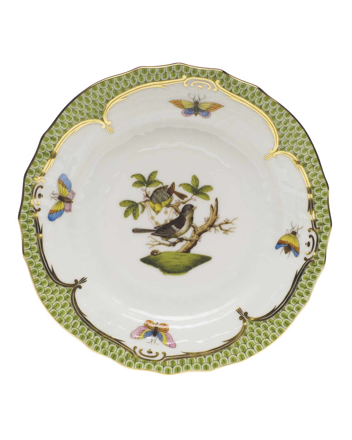 Image Herend Rothschild Bird Borders Green Bread & Butter Plate #1