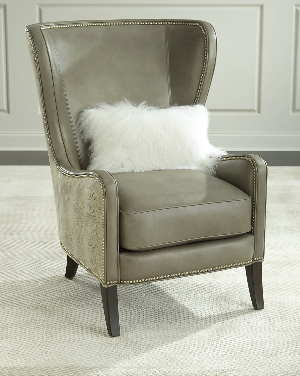 Wingback chair with on sale nailhead trim