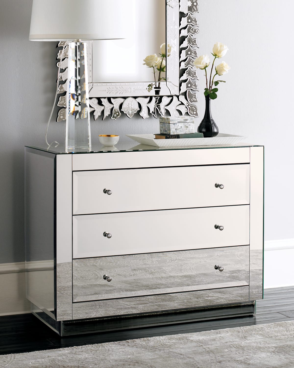 Horchow deals mirrored nightstands