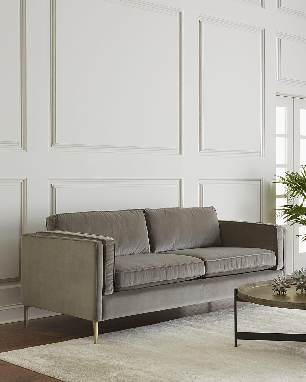 Four Hands Sable Tufted Leather Sofa Horchow