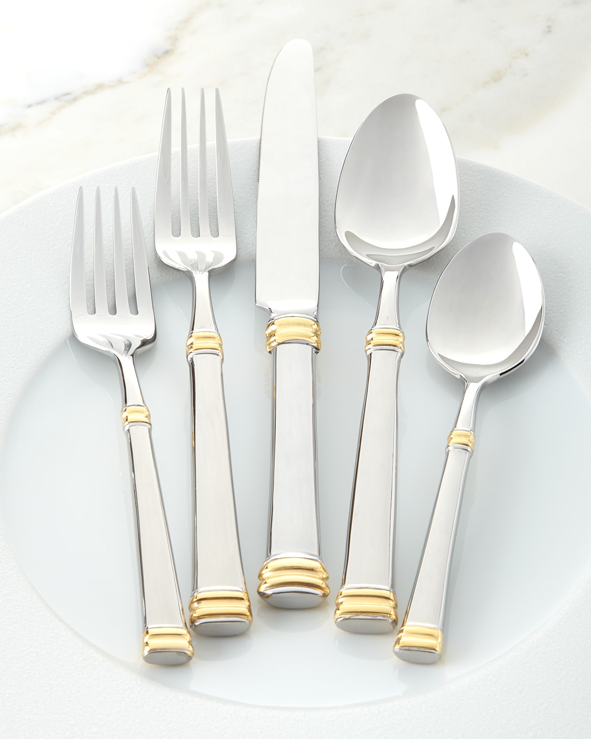 James Gold Accent 65piece Flatware Stainless 10 18 Bead Napoleon Steel