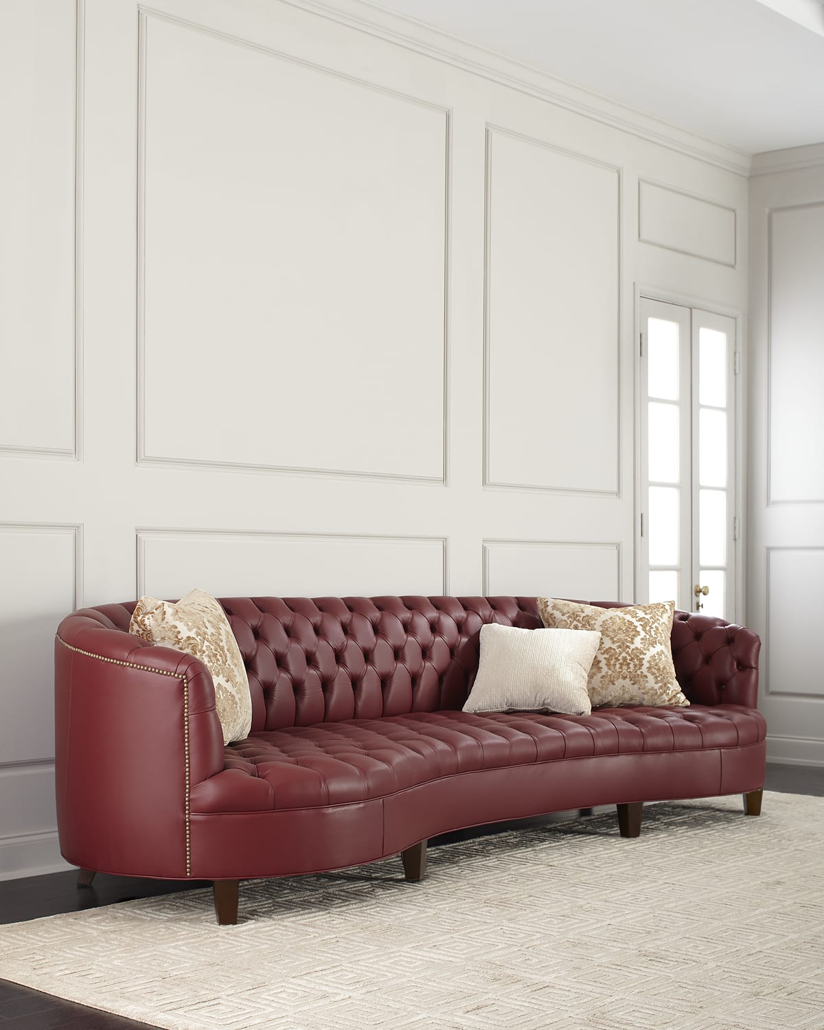 Hooker Furniture Kane Channel Tufted Leather Sofa