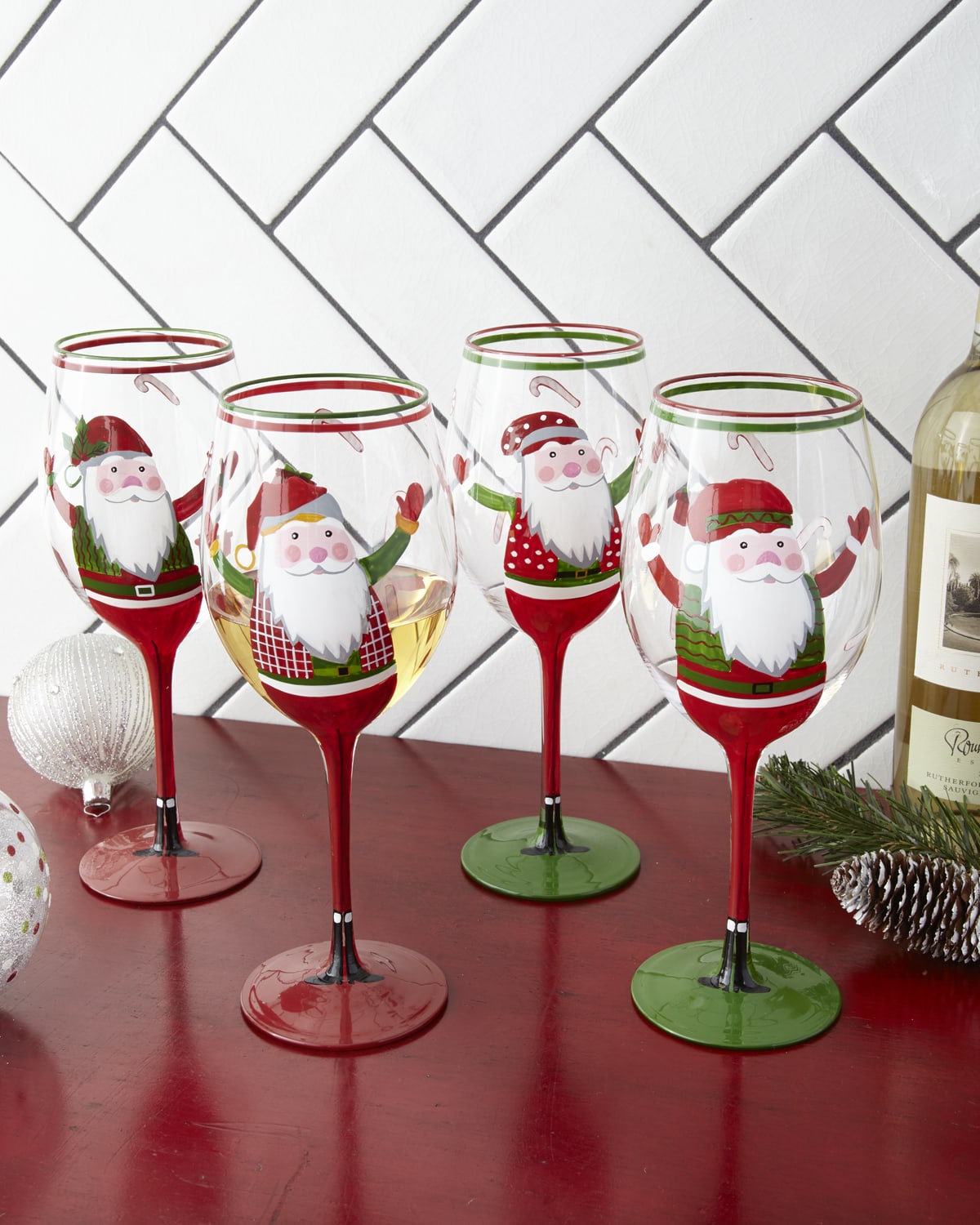 Neiman Marcus Holiday Red Double Old Fashioned Glasses, Set of 4 Horchow