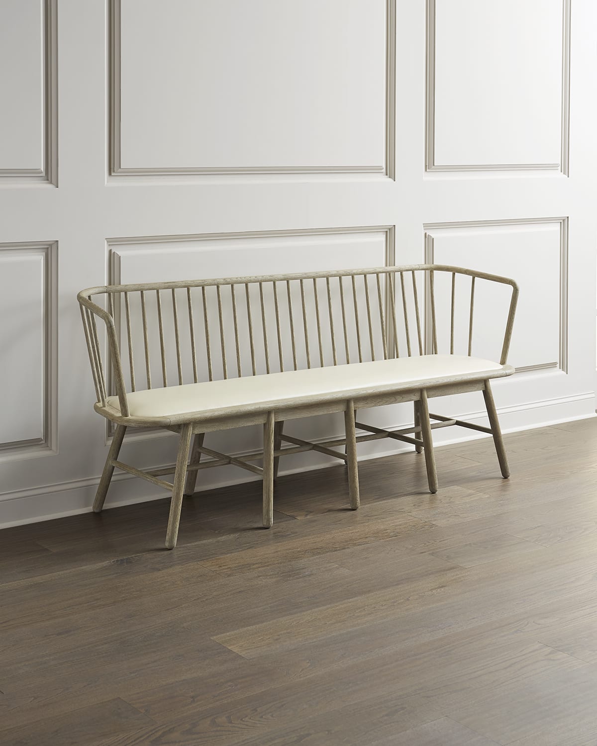 Global Views Ellipse Leather Oval Bench Horchow