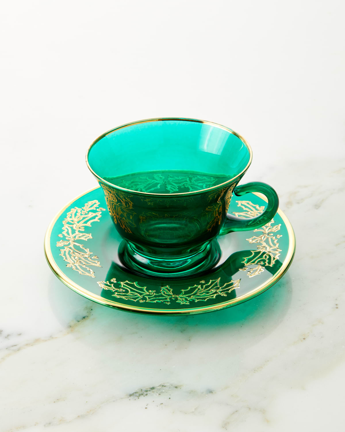 .com  LIFVER Tea Cup and Saucer Set, 8 Ounces Porcelain Coffee Cup and  Saucer with Decorative Line, Vintage Style, Green: Cup & Saucer Sets