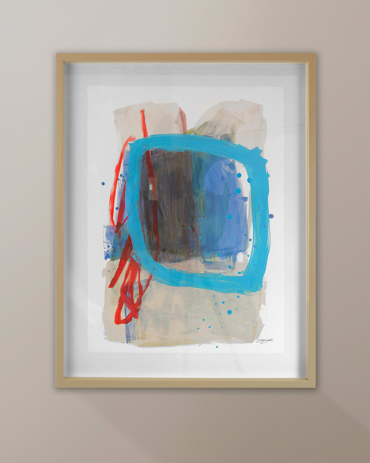 Grand Image Home Abstract Linocut B' Digital Print Wall Art by THE