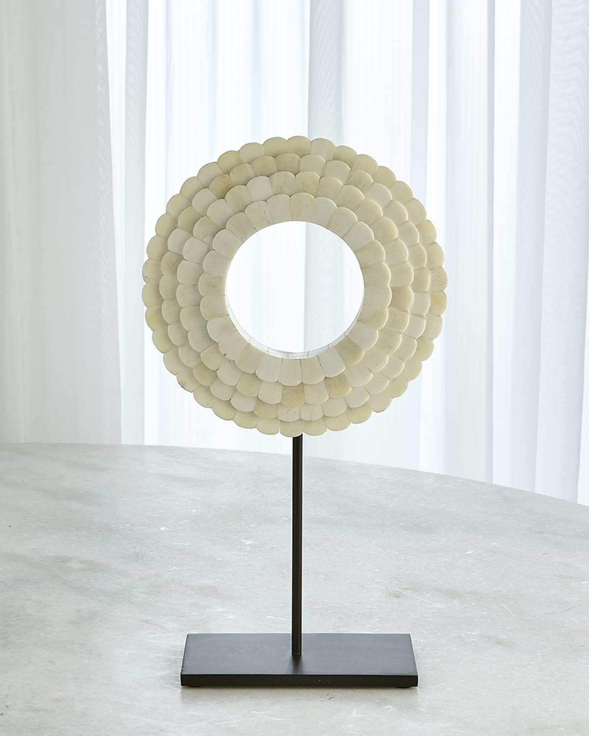 William D Scott Large Four Layer Bone Scalloped Mounted Ring Sculpture ...