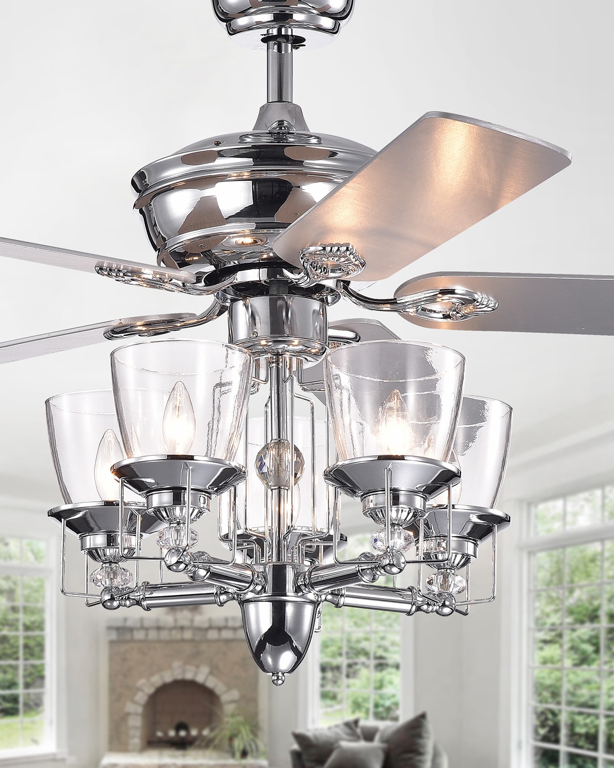 Home Accessories Round Crystal Chandelier Ceiling Fan