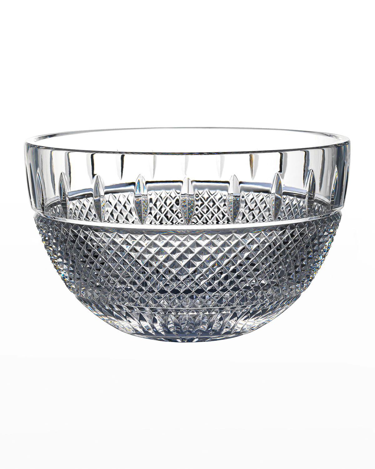 Set 2 Clear Cut Glass Crystal Pedestal Bowls Planters Irish Lace Pattern 7"x8" 