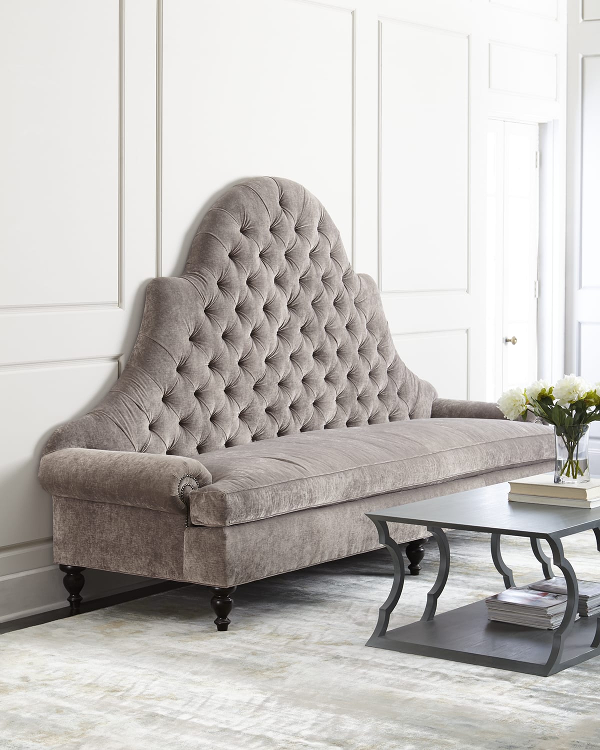 Nailhead Trim Tufted Sofa