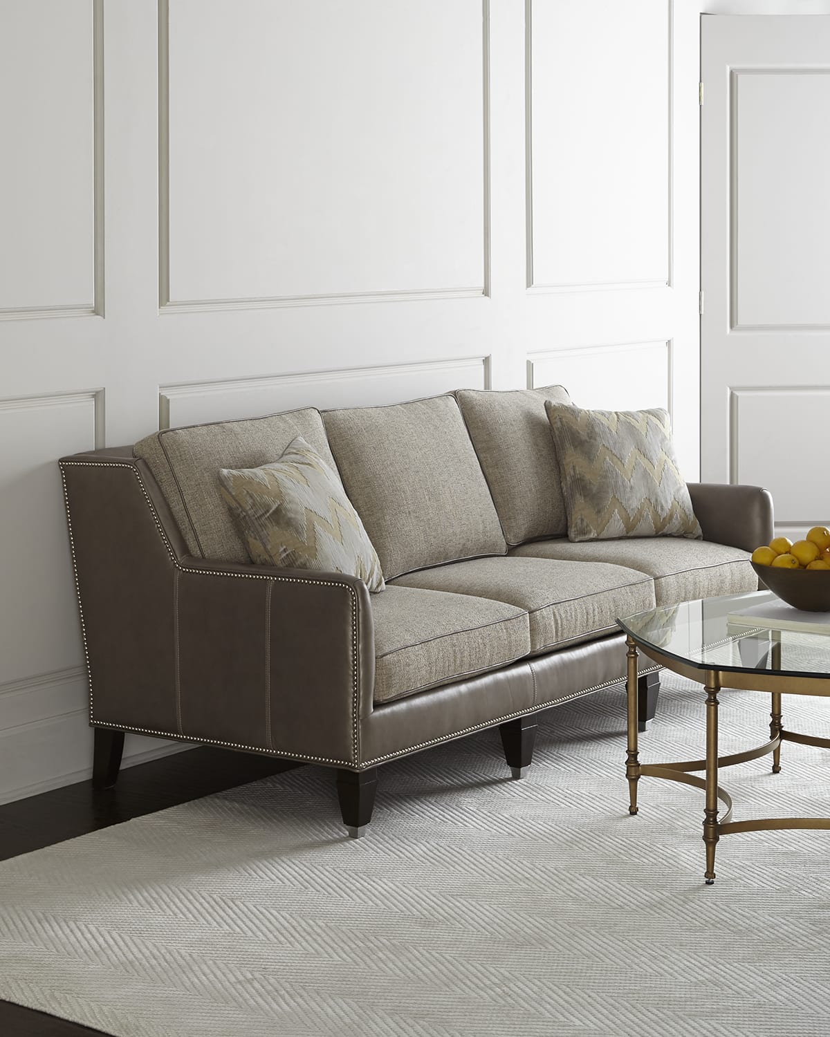 Four Hands Sable Tufted Leather Sofa Horchow