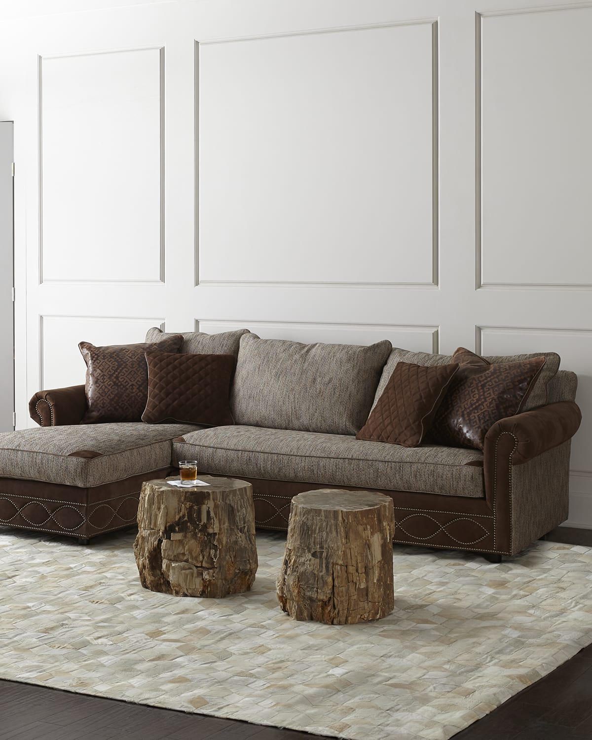 Sectional Sofa With Nailhead Trim Baci Living Room