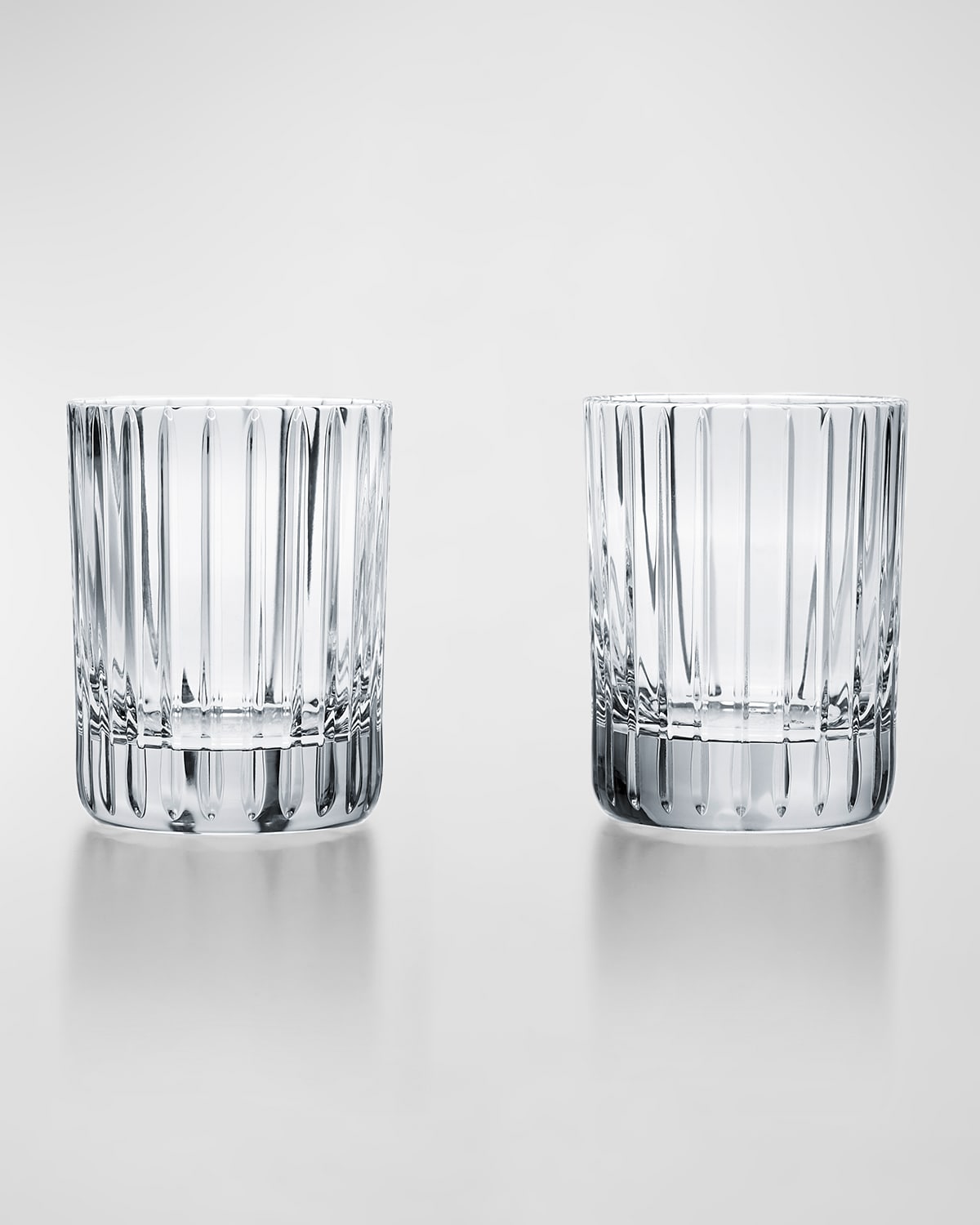 Godinger Pleat Crystal Double Old-Fashioned Glasses with Gold Rim