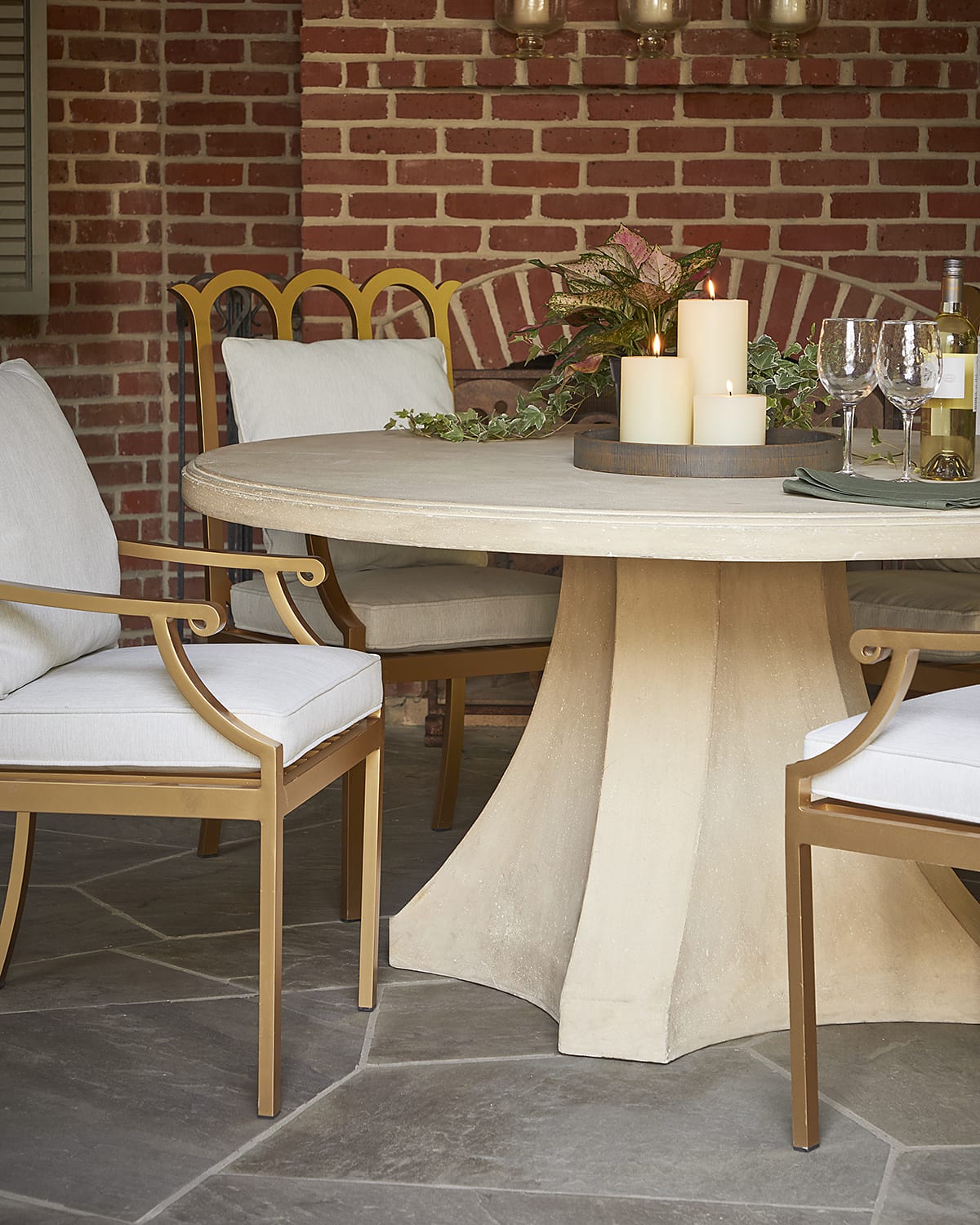 Double Pedestal Indoor/Outdoor Dining Table Horchow