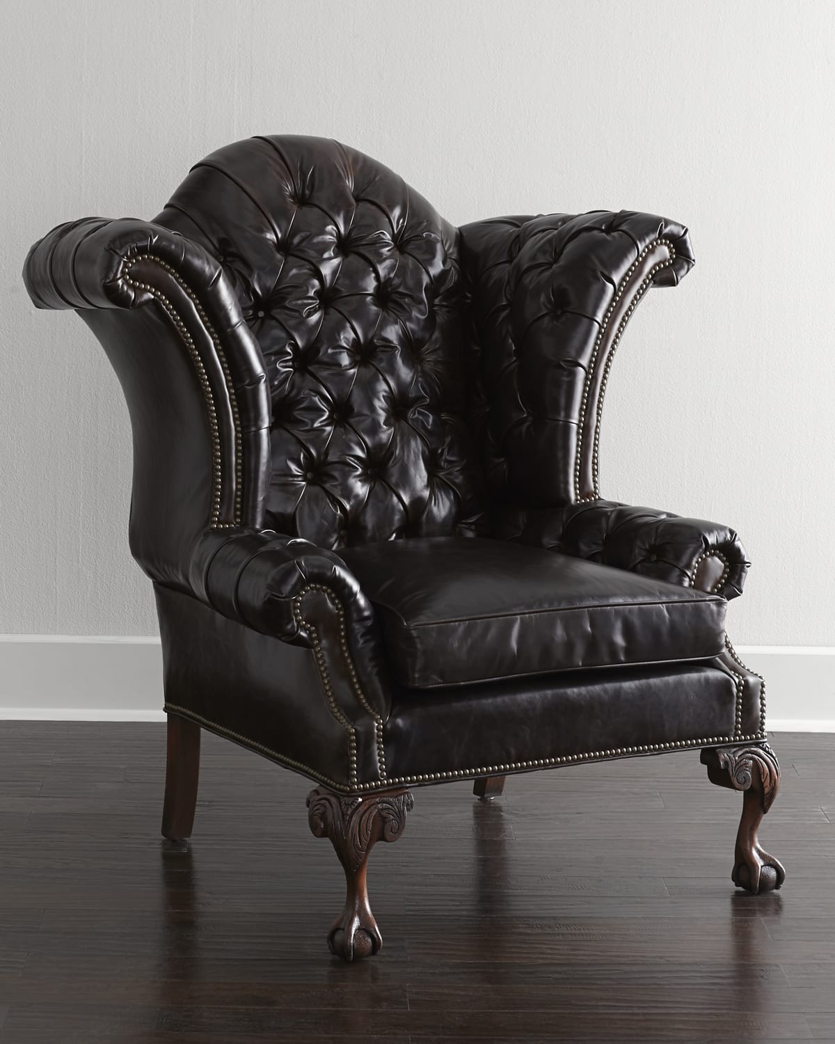 Leather wingback chair with nailhead trim new arrivals