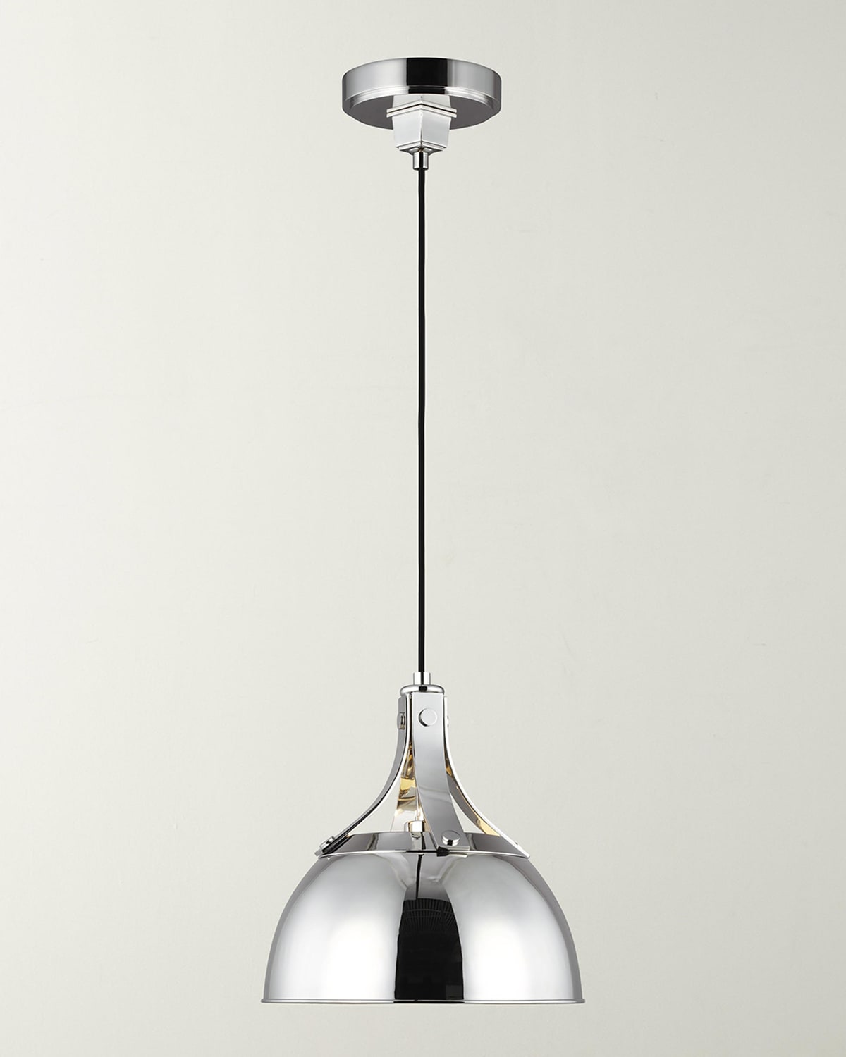 Visual Comfort Signature Piatto Medium Pendant In Hand-Rubbed Antique Brass  With Aged Iron Shade By Thomas O'Brien