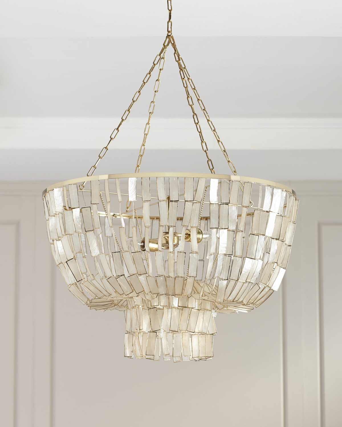 Gold capiz deals chandelier