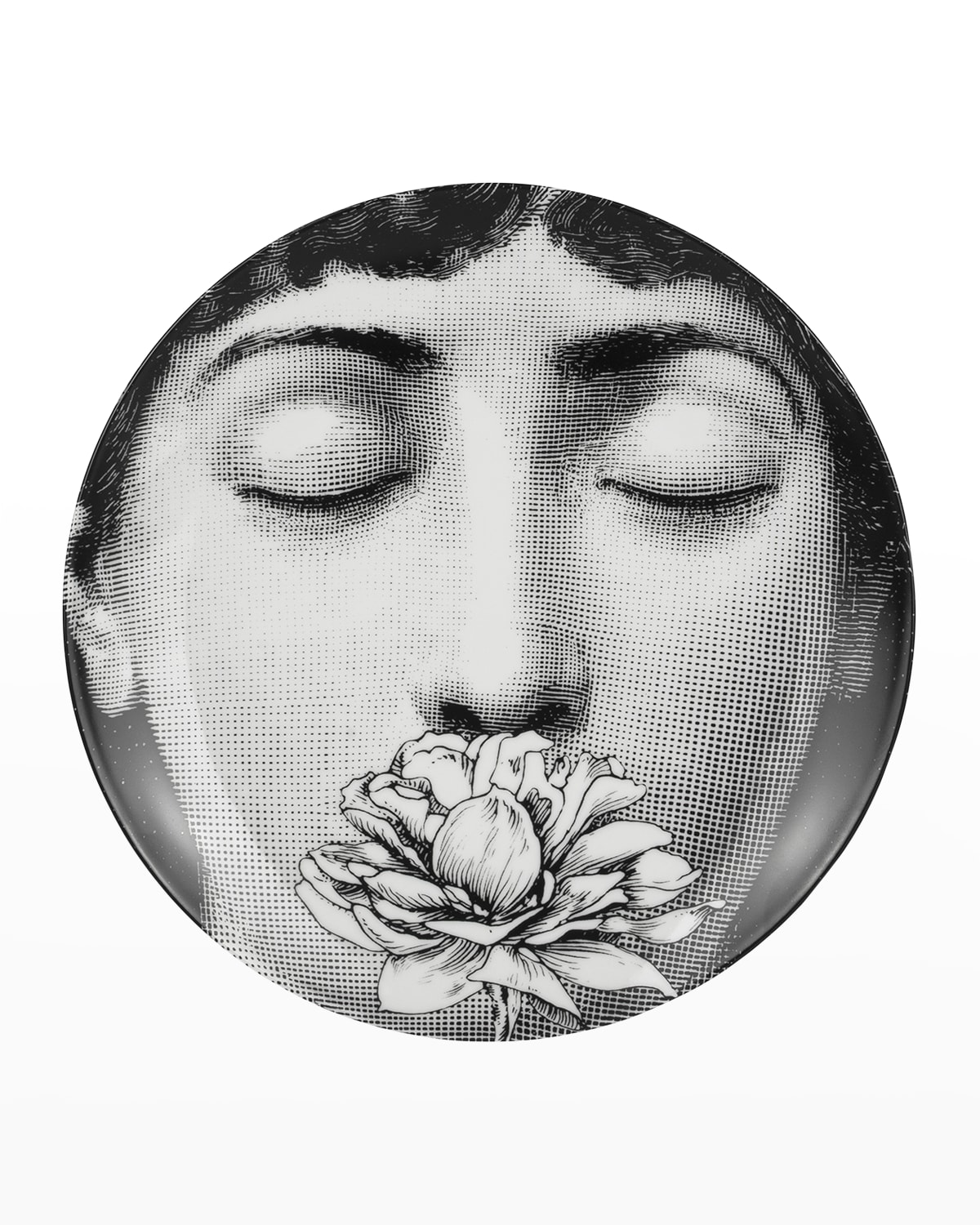 Fornasetti Tema E Variazioni N. 137 Face With Flower Gold Wall Plate 