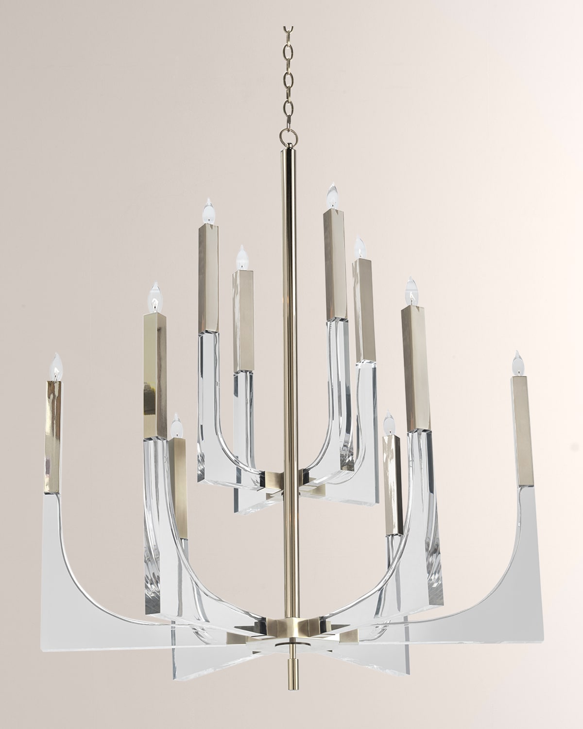 Brass and 2024 acrylic chandelier