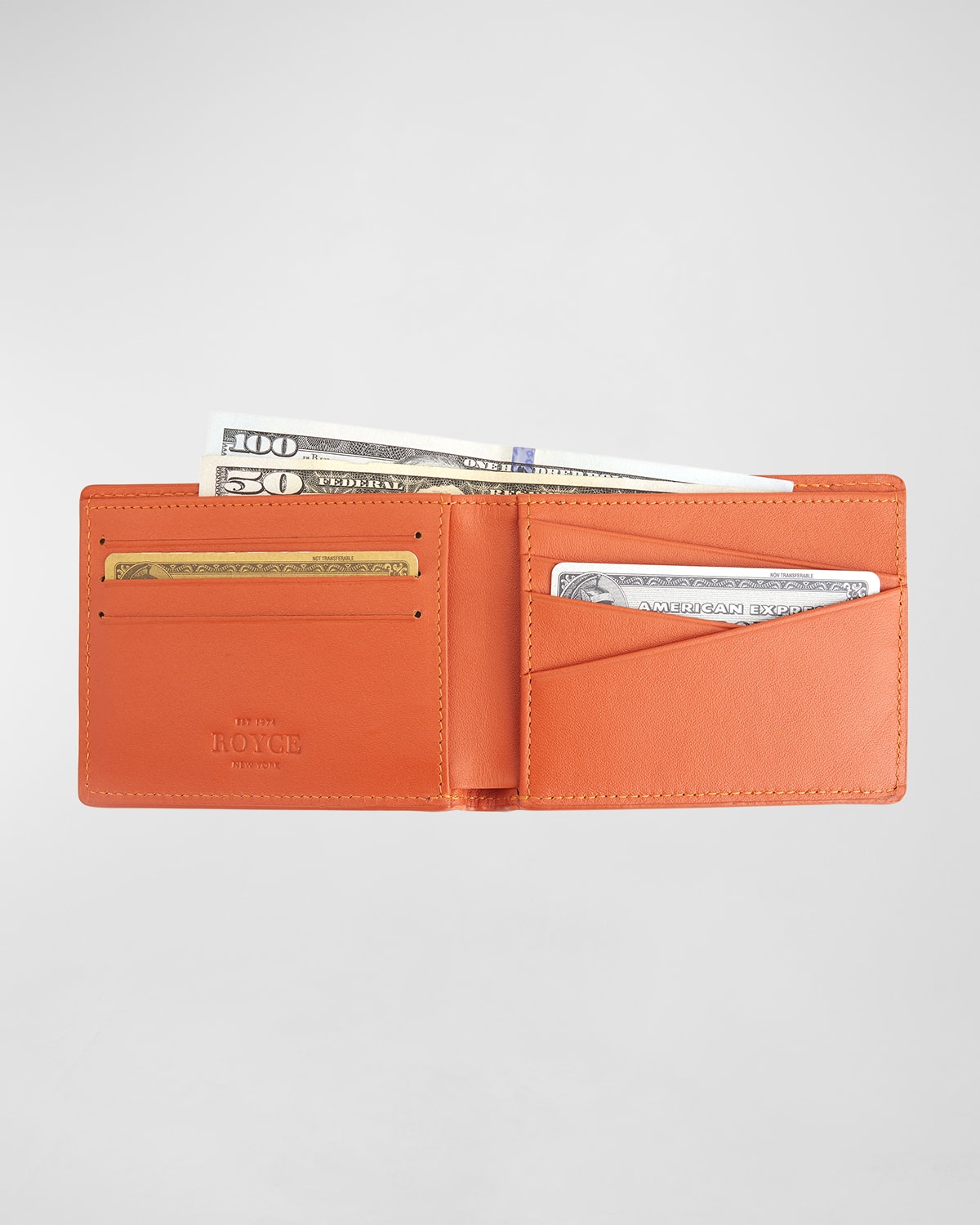 ROYCE New York Monogrammed Leather Magnetic Money Clip