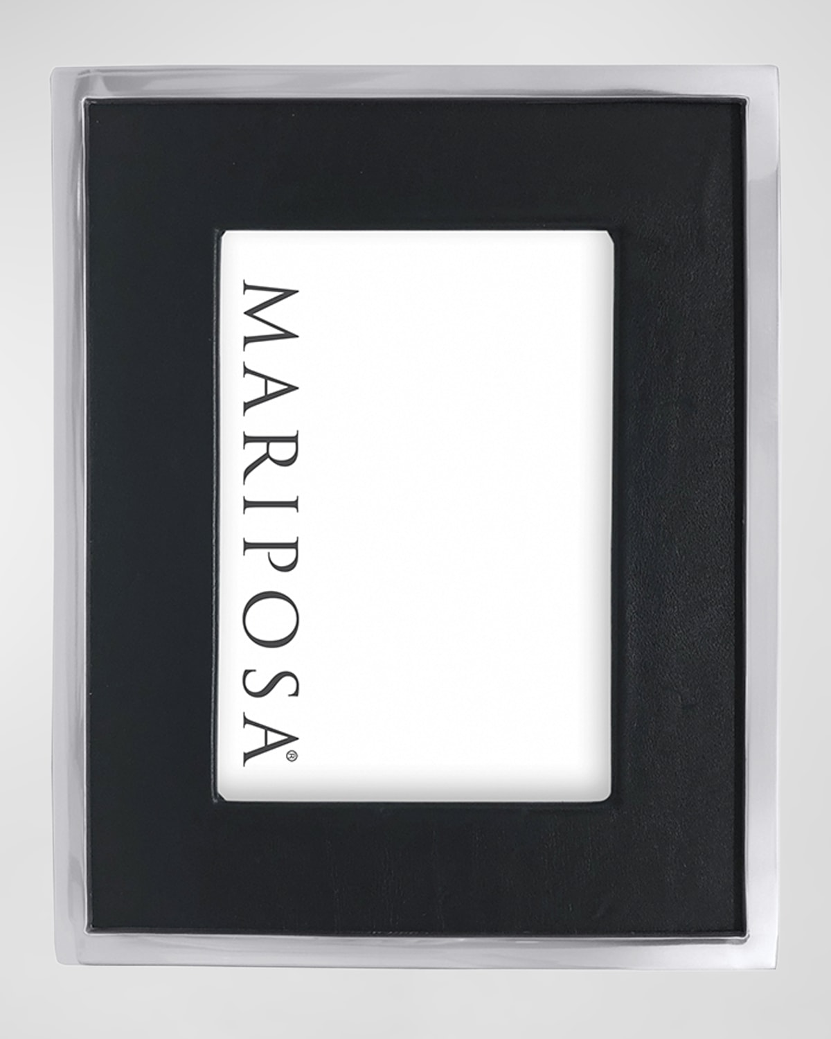 White Leather with Metal Border 4x6 Frame