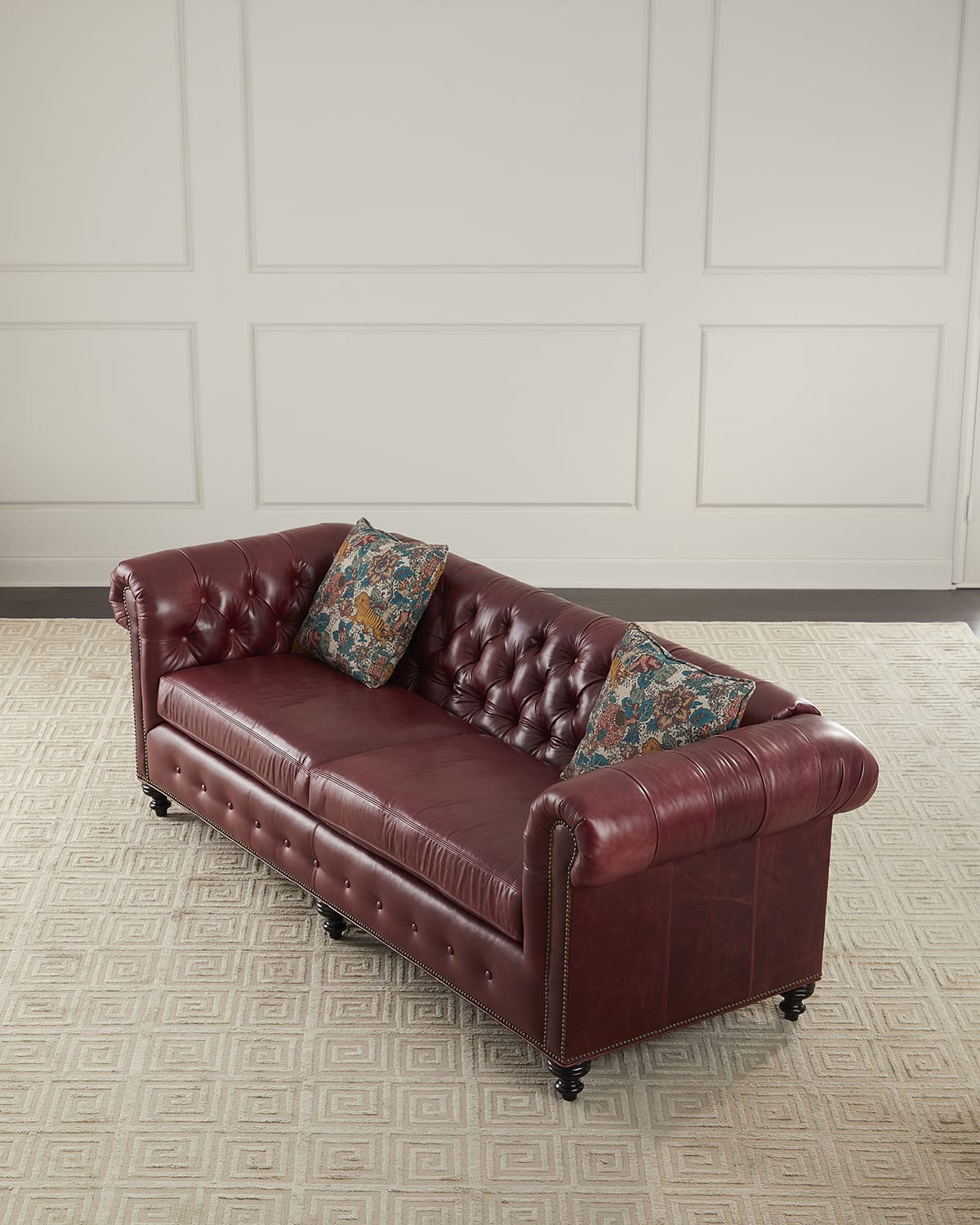 Hooker Furniture Kane Channel Tufted Leather Sofa