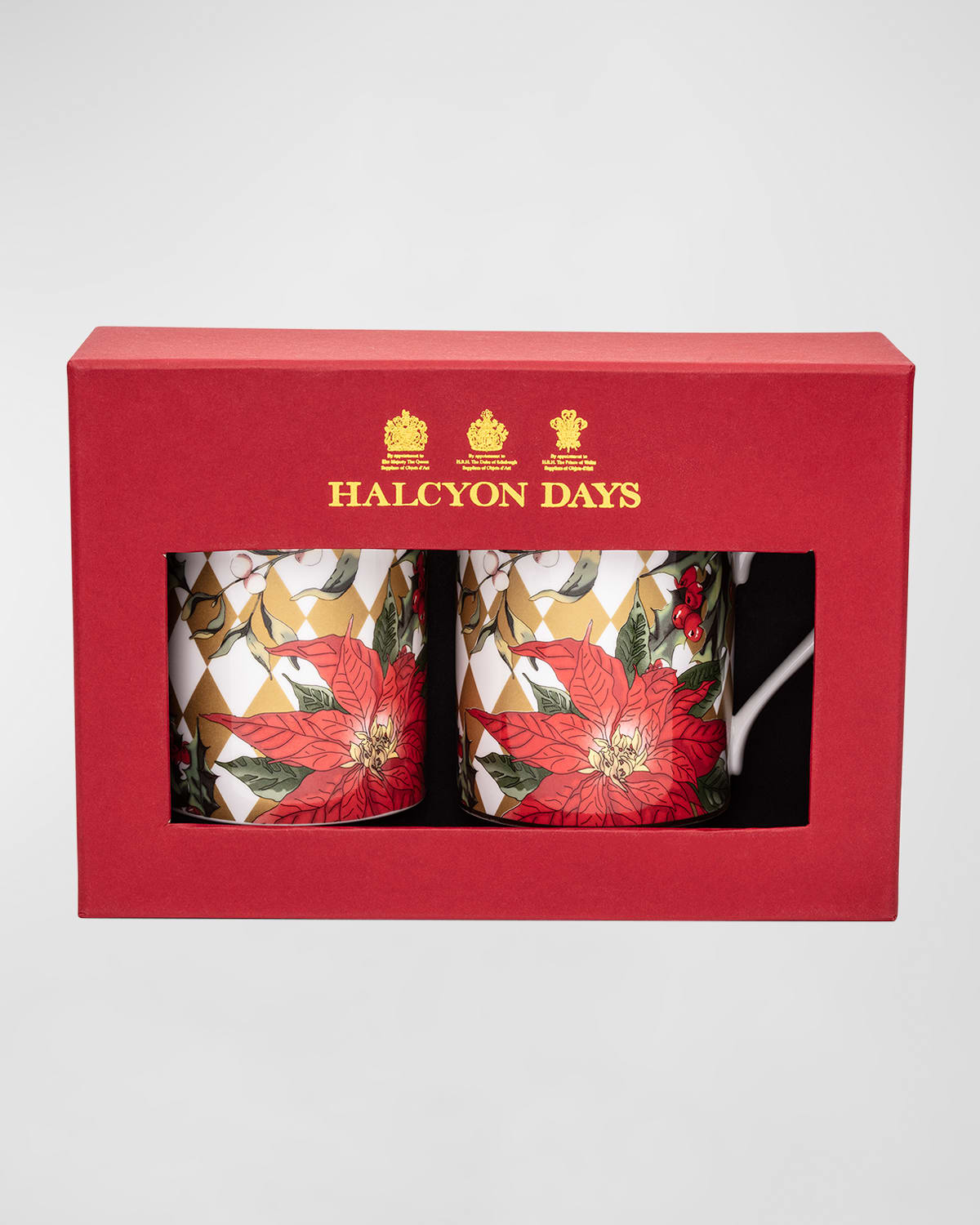 Halcyon Days Antler Trellis & Stag Red Mug Set | Horchow